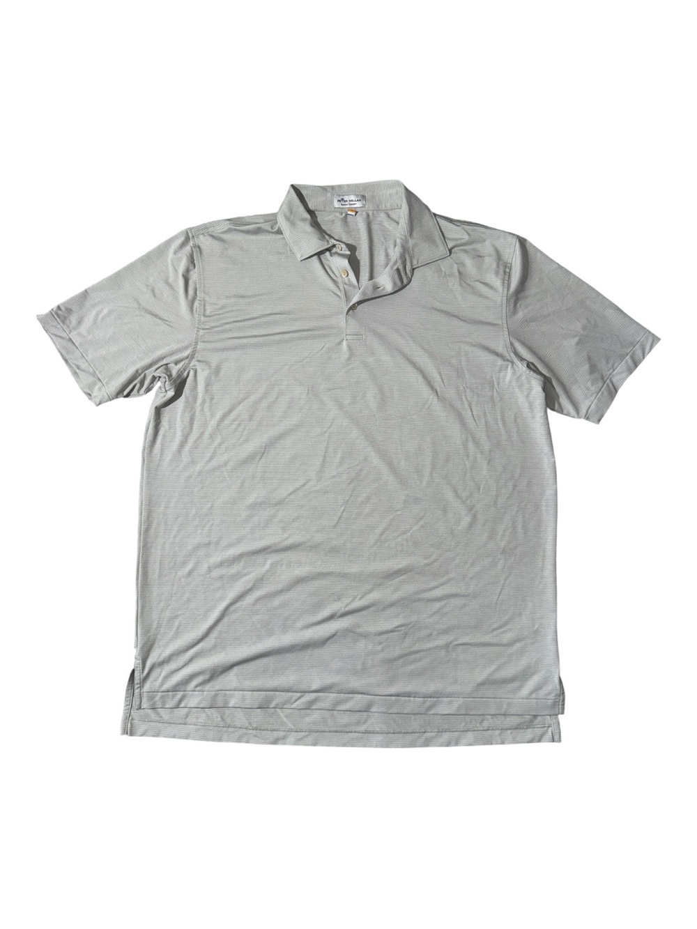 Peter Millar mens XL light grey stripe summer comfort golf polo shirt
